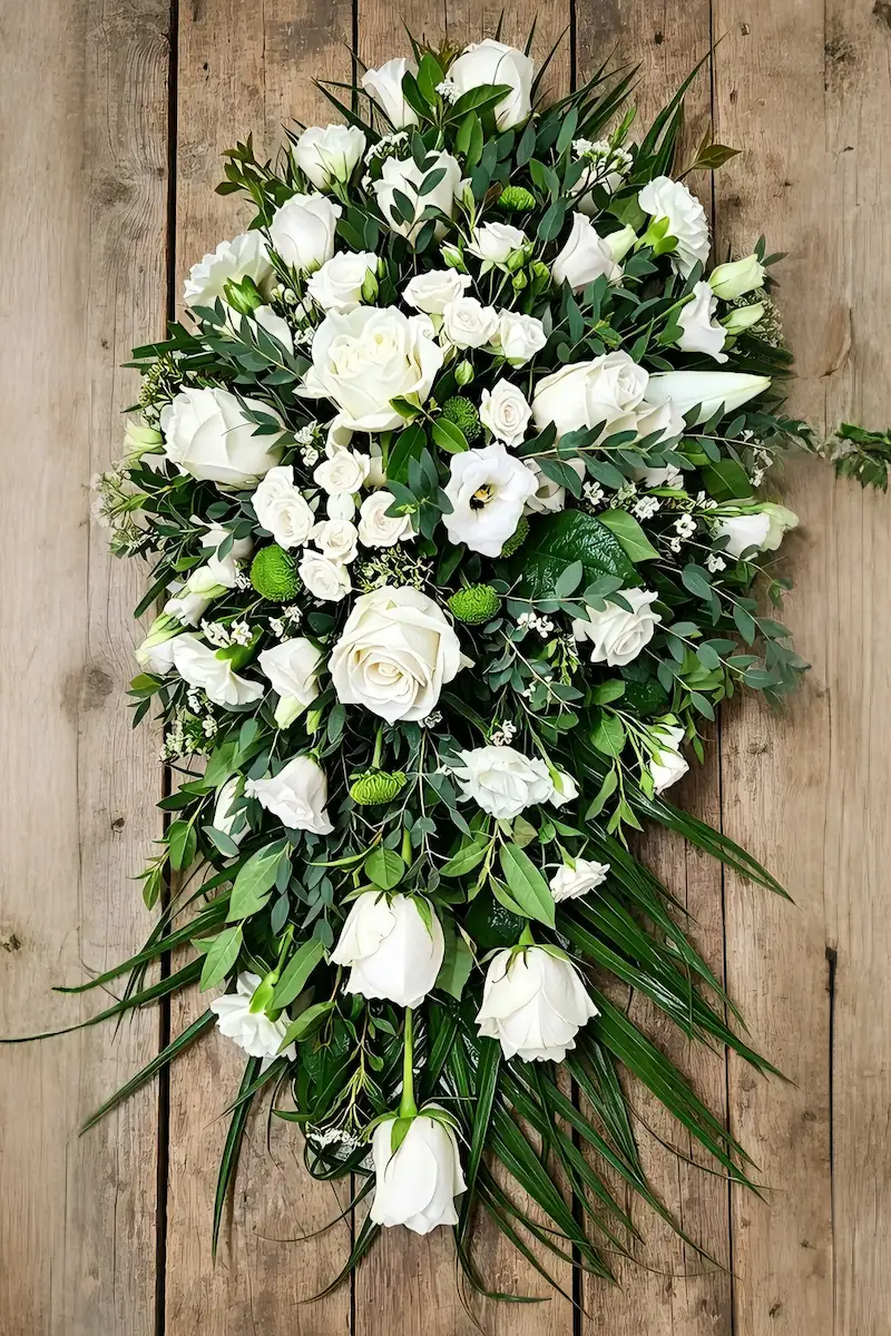 Funeral coffin spray tribute from All Blooms Florist Dublin